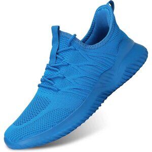 Men's All Light Blue Lightweight Running Walking  Soft Sole Sneakers Shoes